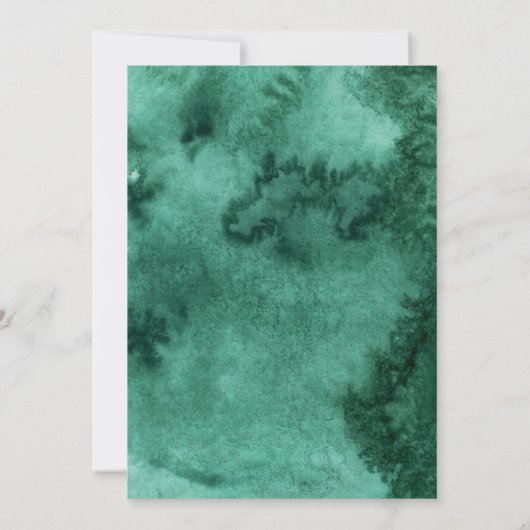 Emerald Green Waterverf Modern Elegant Wedding Kaart (Achterkant)
