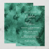 Emerald Green Waterverf Modern Elegant Wedding Kaart (Voorkant / Achterkant)