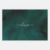 Emerald Green Waterverf monogram Inpakpapier Vel (Voorkant)