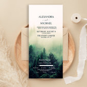 Emerald Green Waterverf Pine Tree Wedding All In One Uitnodiging