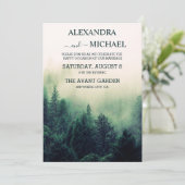 Emerald Green Waterverf Pine Tree Wedding Kaart (Staand voorkant)