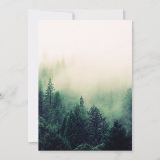 Emerald Green Waterverf Pine Tree Wedding Save The Date (Achterkant)