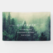 Emerald Green Waterverf Pine Tree Wedding Spandoek (Horizontaal)