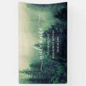 Emerald Green Waterverf Pine Tree Wedding Spandoek (Verticaal)