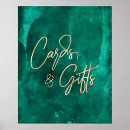 Emerald Green Waterverf Wedding Cards & Gifts Poster