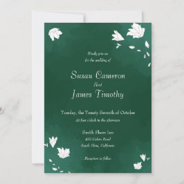 Emerald green waterverf Wedding Invitation Kaart