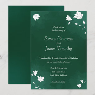 Emerald green waterverf Wedding Invitation Kaart