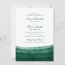 Emerald Green Waterverf Wedding Invitations Kaart