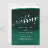 Emerald Green Waterverf Wedding Kaart (Voorkant)