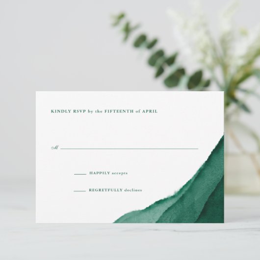 Emerald Green Waterverf Wedding RSVP (Staand voorkant)
