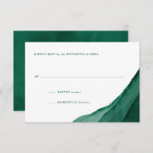 Emerald Green Waterverf Wedding RSVP (Voorkant / Achterkant)