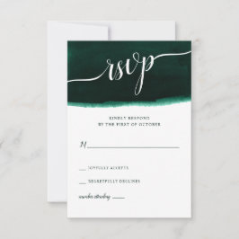 Emerald Green Waterverf Wedding RSVP Kaartje