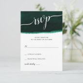 Emerald Green Waterverf Wedding RSVP Kaartje (Staand voorkant)