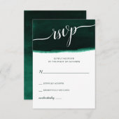 Emerald Green Waterverf Wedding RSVP Kaartje (Voorkant / Achterkant)