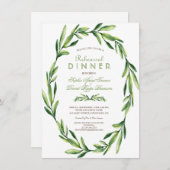 Emerald Green Waterverf Wreath Rehearsal Dinner Kaart (Voorkant / Achterkant)