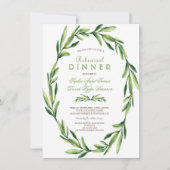 Emerald Green Waterverf Wreath Rehearsal Dinner Kaart (Voorkant)