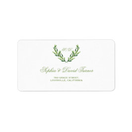 Emerald Green Waterverf Wreath Wedding Etiket