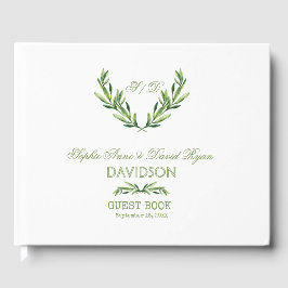 Emerald Green Waterverf Wreath Wedding Gastenboek