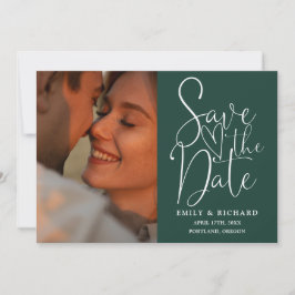 Emerald Green Wedding 2 Foto Elegant Script Save The Date
