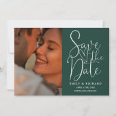 Emerald Green Wedding 2 Foto QR Code Script Save The Date (Voorkant)