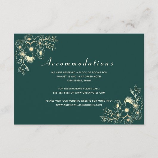 Emerald Green Wedding Accommodatie Kaart (Voorkant)