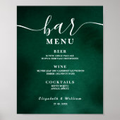 Emerald Green Wedding Bar Menu Poster (Voorkant)