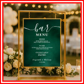 Emerald Green Wedding Bar Menu Poster