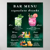  Emerald Green Wedding Bar Menu  Poster (Voorkant)