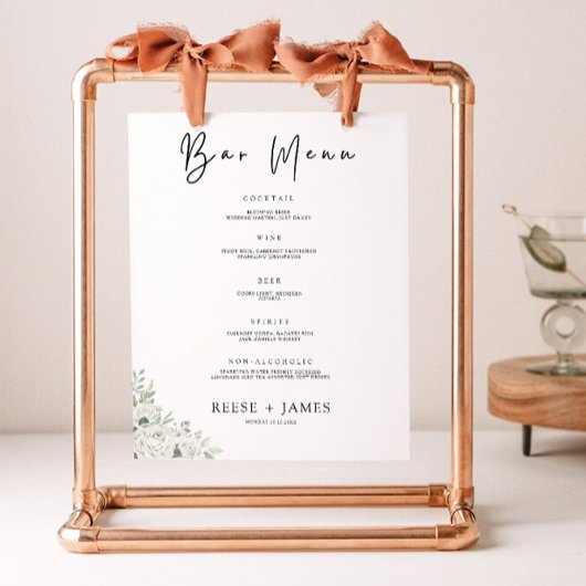 Emerald Green Wedding Bar Menu Sign Sjabloon Poster