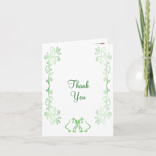 Emerald Green Wedding Bedankt Card Bells (Voorkant)