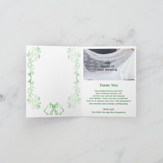 Emerald Green Wedding Bedankt Card Bells (Binnen)