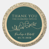 Emerald Green Wedding Bedankt Ronde Sticker (Voorkant)