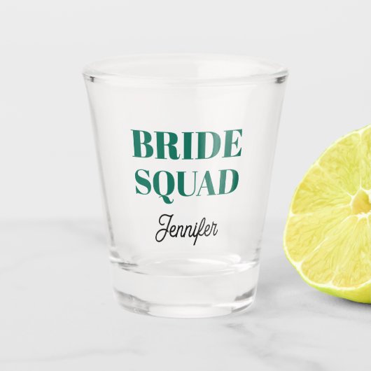 Emerald Green Wedding Bride Squad Personalized Shot Glas (Voorkant)