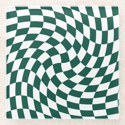 Emerald Green Wedding Collectie Check Gecontroleer Glazen Onderzetter (Voorkant)