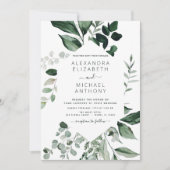 Emerald Green Wedding Eucalyptus Greenery Aankondiging (Voorkant)