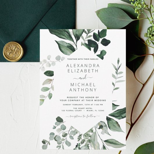 Emerald Green Wedding Eucalyptus Greenery Aankondiging