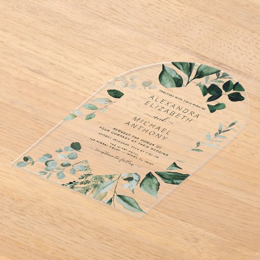 Emerald Green Wedding Eucalyptus Greenery Acryl Uitnodigingen (Laagn)