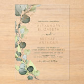 Emerald Green Wedding Eucalyptus Greenery Acryl Uitnodigingen (Voorkant)