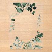 Emerald Green Wedding Eucalyptus Greenery Acryl Uitnodigingen (Voorkant)