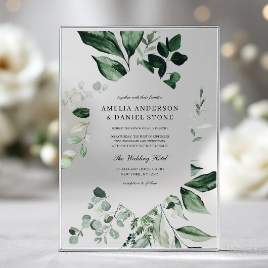 Emerald Green Wedding Eucalyptus Greenery Acryl Uitnodigingen