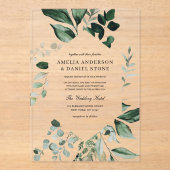 Emerald Green Wedding Eucalyptus Greenery Acryl Uitnodigingen (Voorkant)