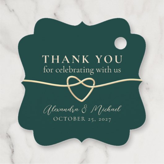 Emerald Green Wedding Favoriet Dank u Label (Achterkant)