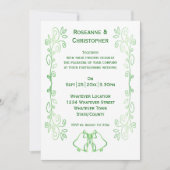 Emerald Green Wedding Invitation Bells Scrollwork Kaart (Voorkant)
