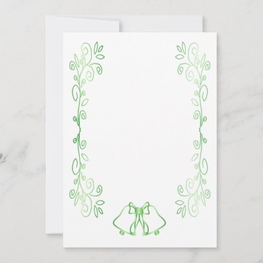 Emerald Green Wedding Invitation Bells Scrollwork Kaart (Achterkant)