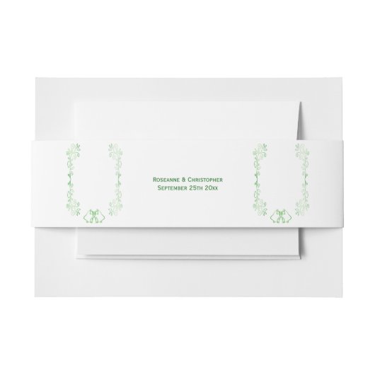 Emerald Green Wedding Invitation Belly Band Bells Uitnodigingen Wikkel (Voorkant Voorbeeld)