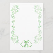Emerald Green Wedding Menu Kaart Bells Scrollwork (Achterkant)