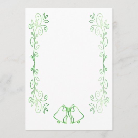 Emerald Green Wedding Menu Kaart Bells Scrollwork (Achterkant)