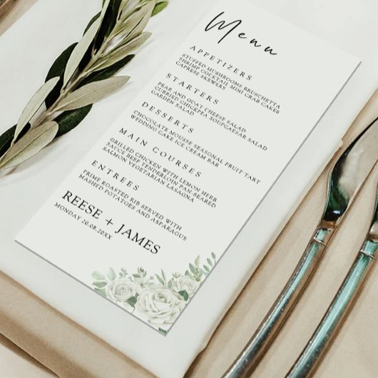 Emerald Green Wedding Menu Kaarten Sjabloon