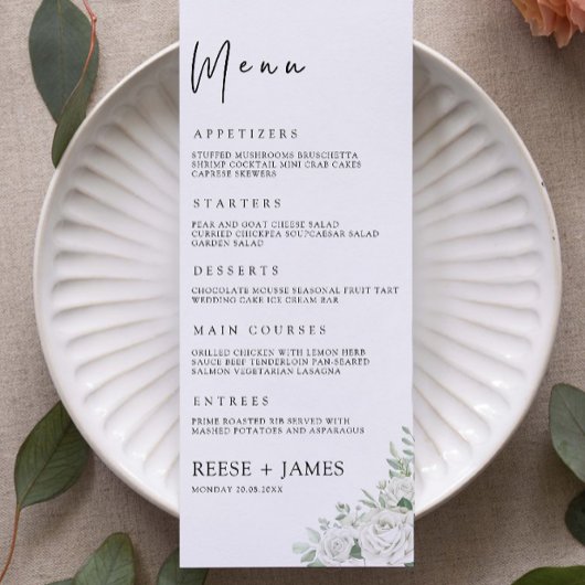 Emerald Green Wedding Menu Kaarten Sjabloon