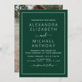 Emerald Green Wedding met fotouitnodiging Kaart (Voorkant / Achterkant)